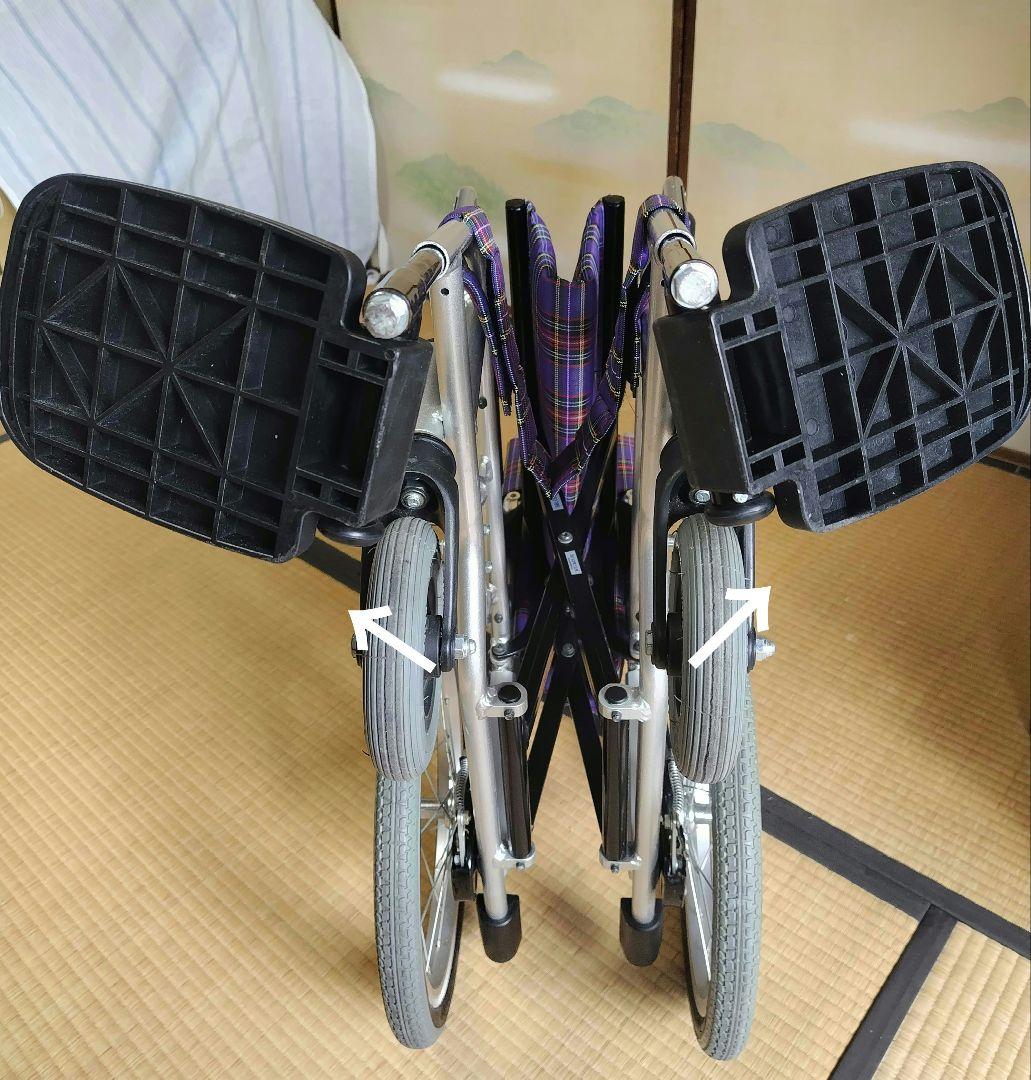 カワムラ　KAJ402SB 紫色チェック柄 介助用車椅子