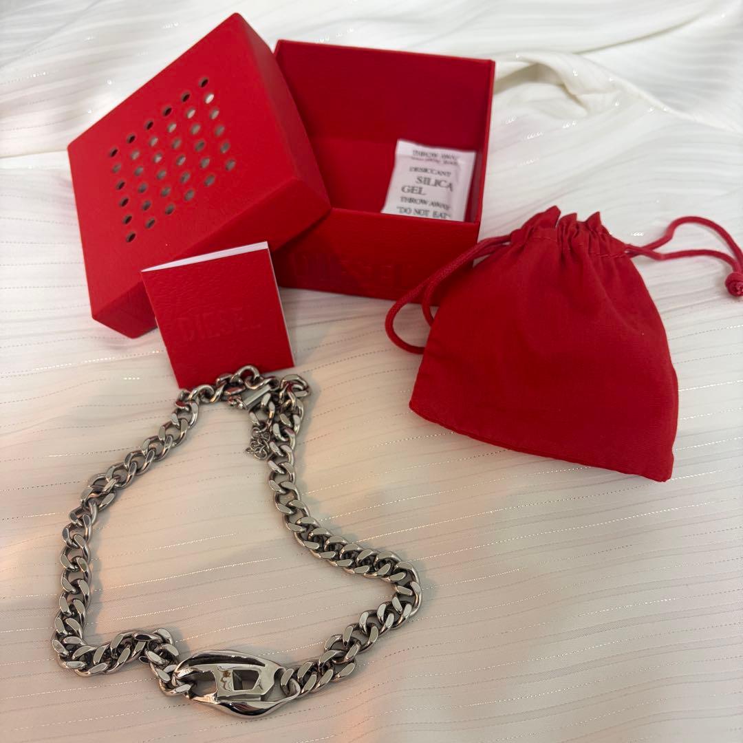 【本日限定価格】DIESEL Dx1412 シルバー チェーンネックレス 美品