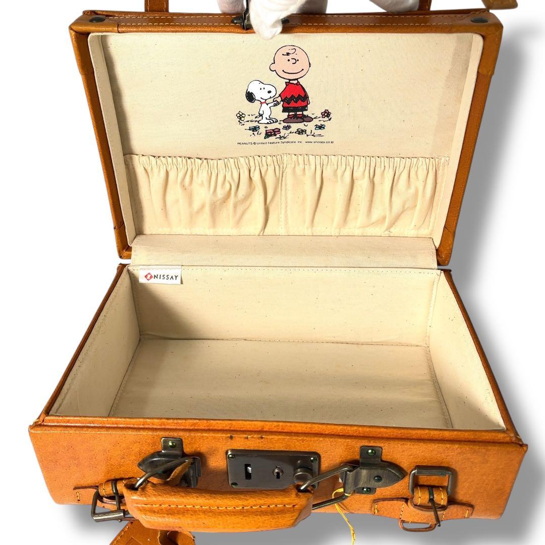 【極美品】スヌーピー　トランクケース　ハンドバッグ　レザー　革　金具　鍵付き