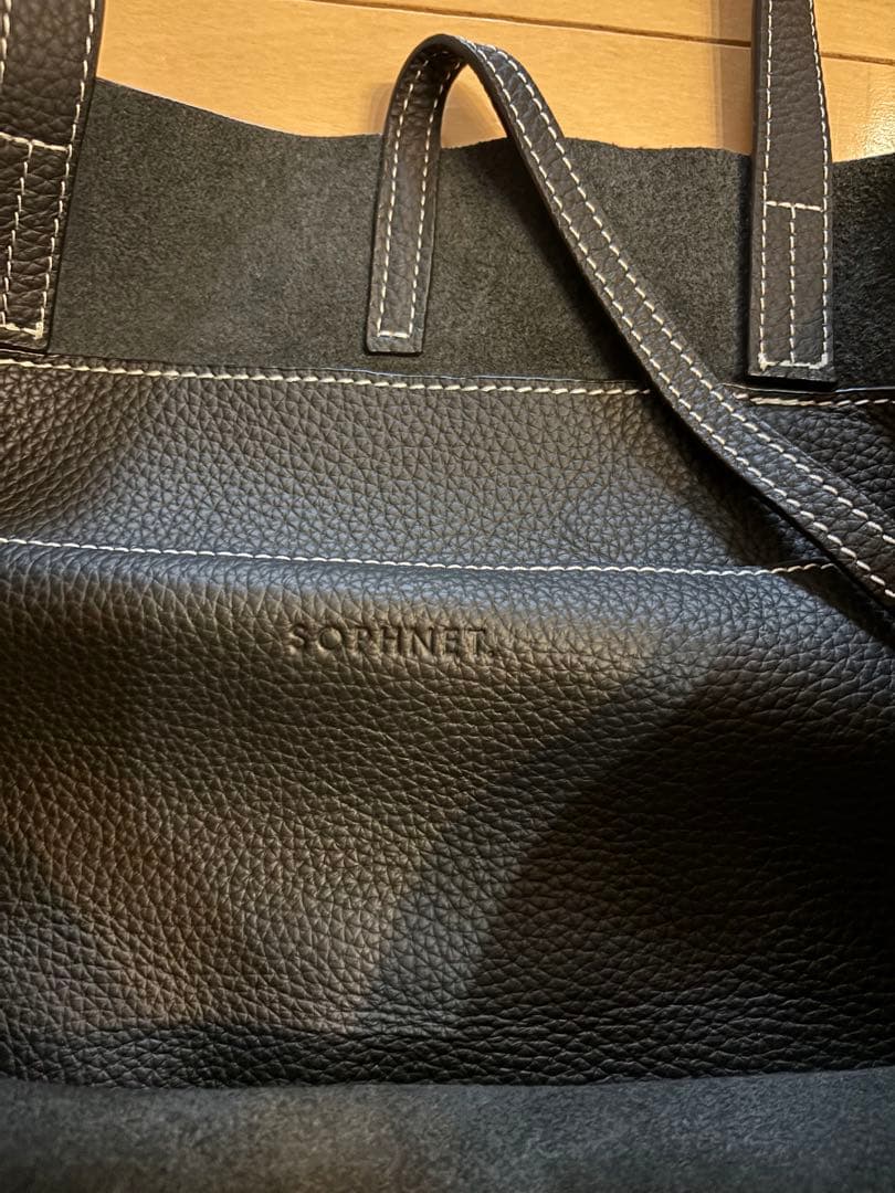 SOPHNET. ブラックレザートートバッグ