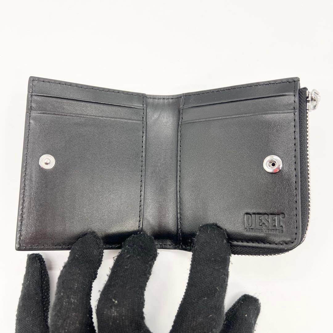 新品未使用✨DIESEL 二つ折り財布 オーバルDロゴ レザー 黒 25SS