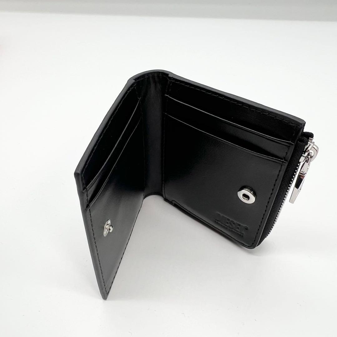新品未使用✨DIESEL 二つ折り財布 オーバルDロゴ レザー 黒 25SS
