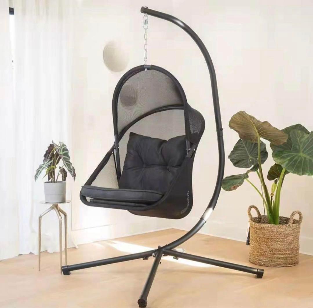 【自分だけの空間】 ハンギングチェア スイングチェア 1人掛け ハンモック 黒