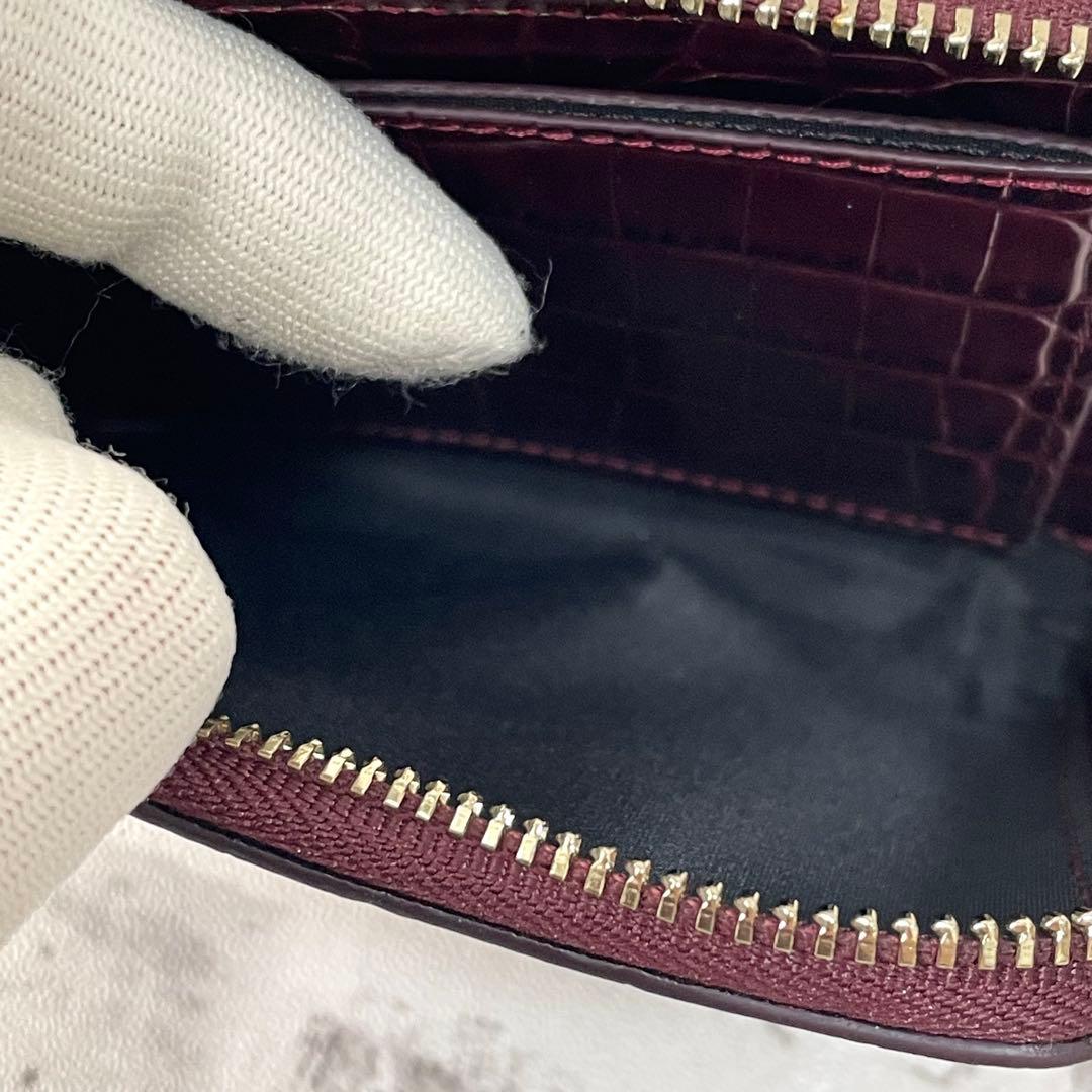 未使用品✨ポールスミス　ミニ財布　クロコ　マルチストライプ　ボルドー