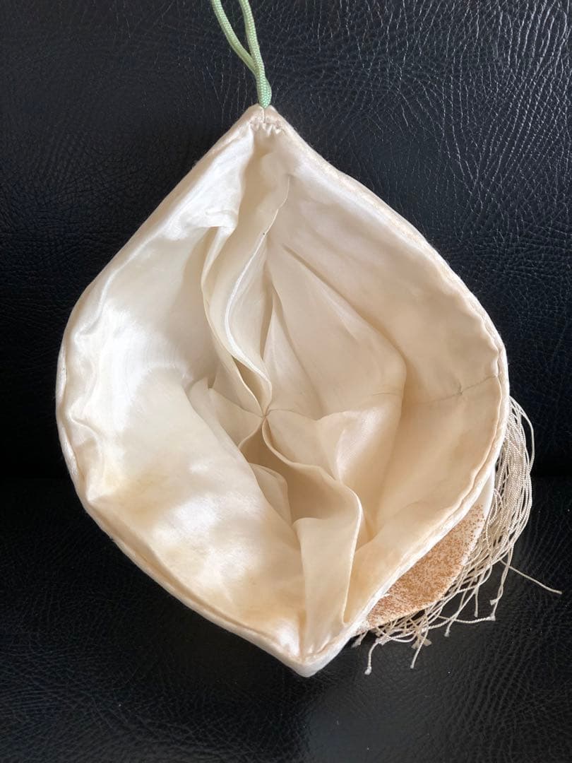 アンティーク　金絵付け　子達帽子　鶴図柄　手刺繍　吉祥文様　正絹　希少正絹