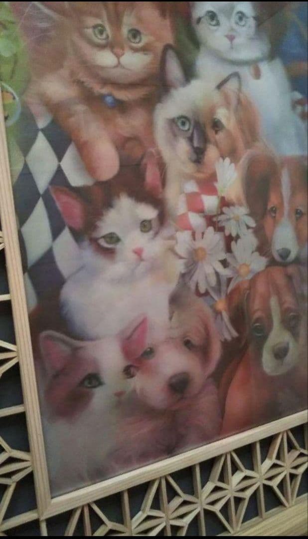 ❣️特価❣️犬 猫 組子入り 木製額縁❣️