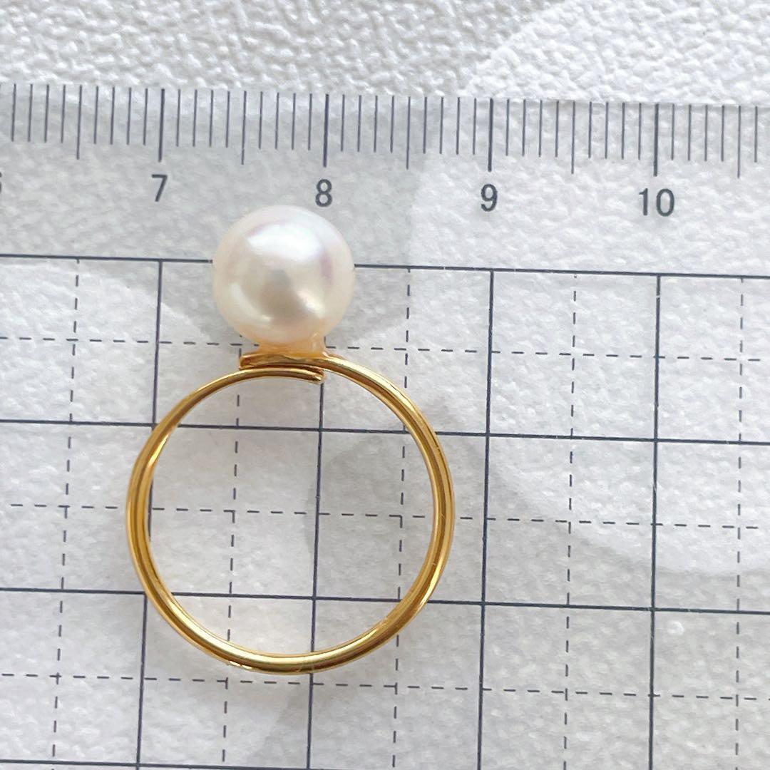 014 あこやパール　フリーサイズリング　11.5号ゴールドカラー8mm