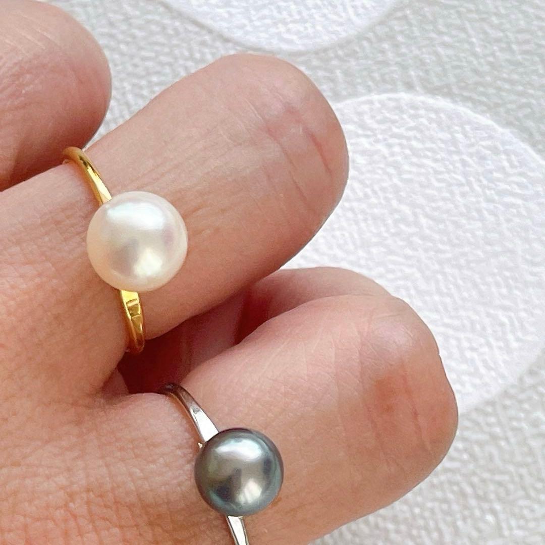 014 あこやパール　フリーサイズリング　11.5号ゴールドカラー8mm