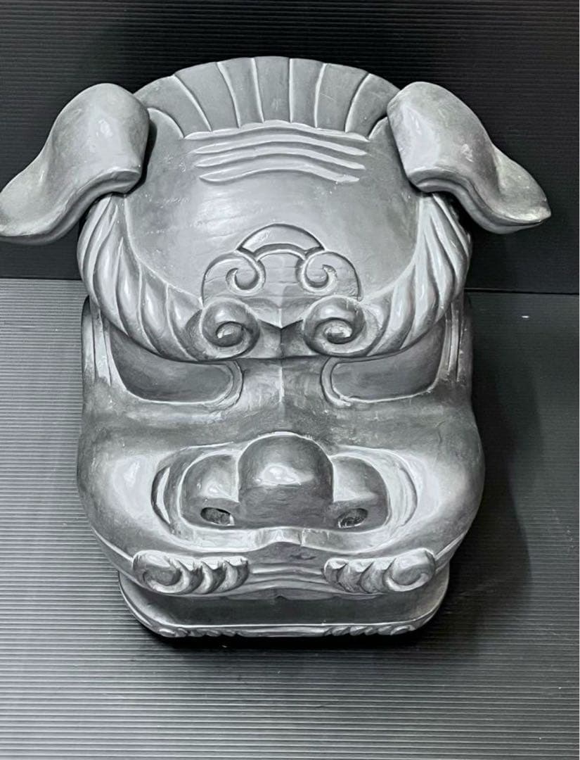 獅子頭　獅子舞　木製獅子頭　黒獅子頭　３０センチ越え　獅子頭置物　魔除け置物