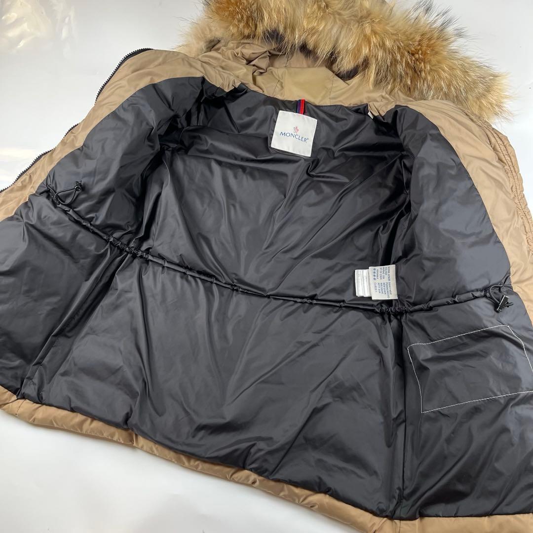 【美品】モンクレール 2way ロングダウン フード ファー付き ベージュ