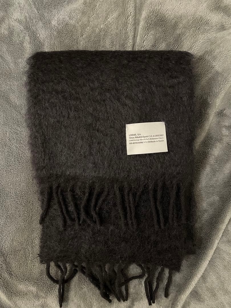 LOEWE マフラー メンズ 黒 モヘア