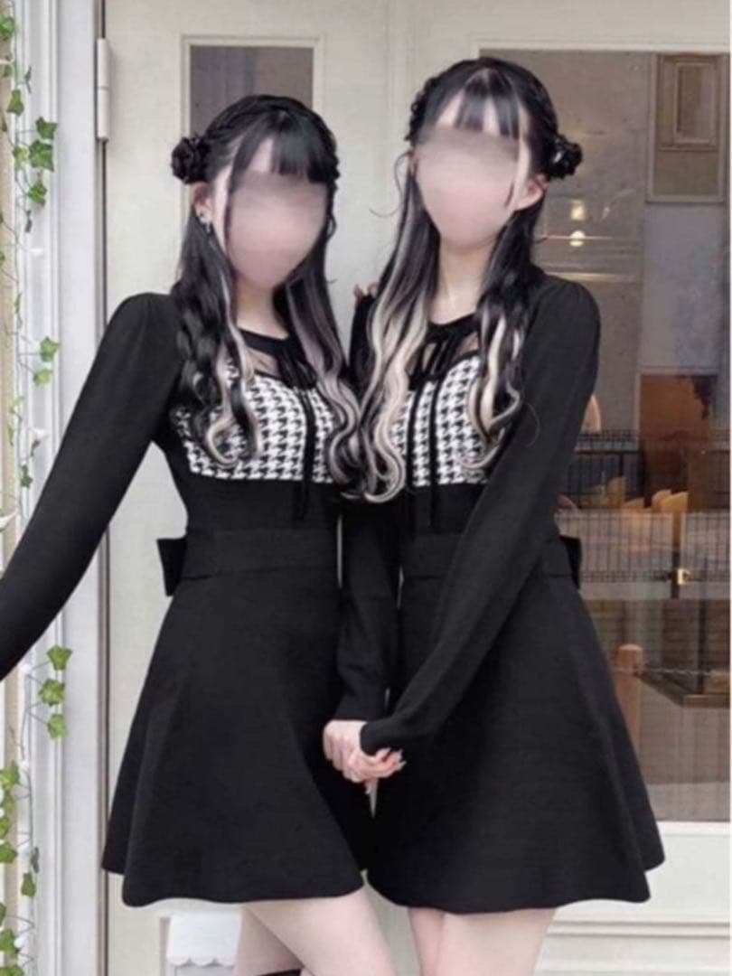 イモちゃん ミシェルカマロン デコルテオープンワンピース 千鳥柄