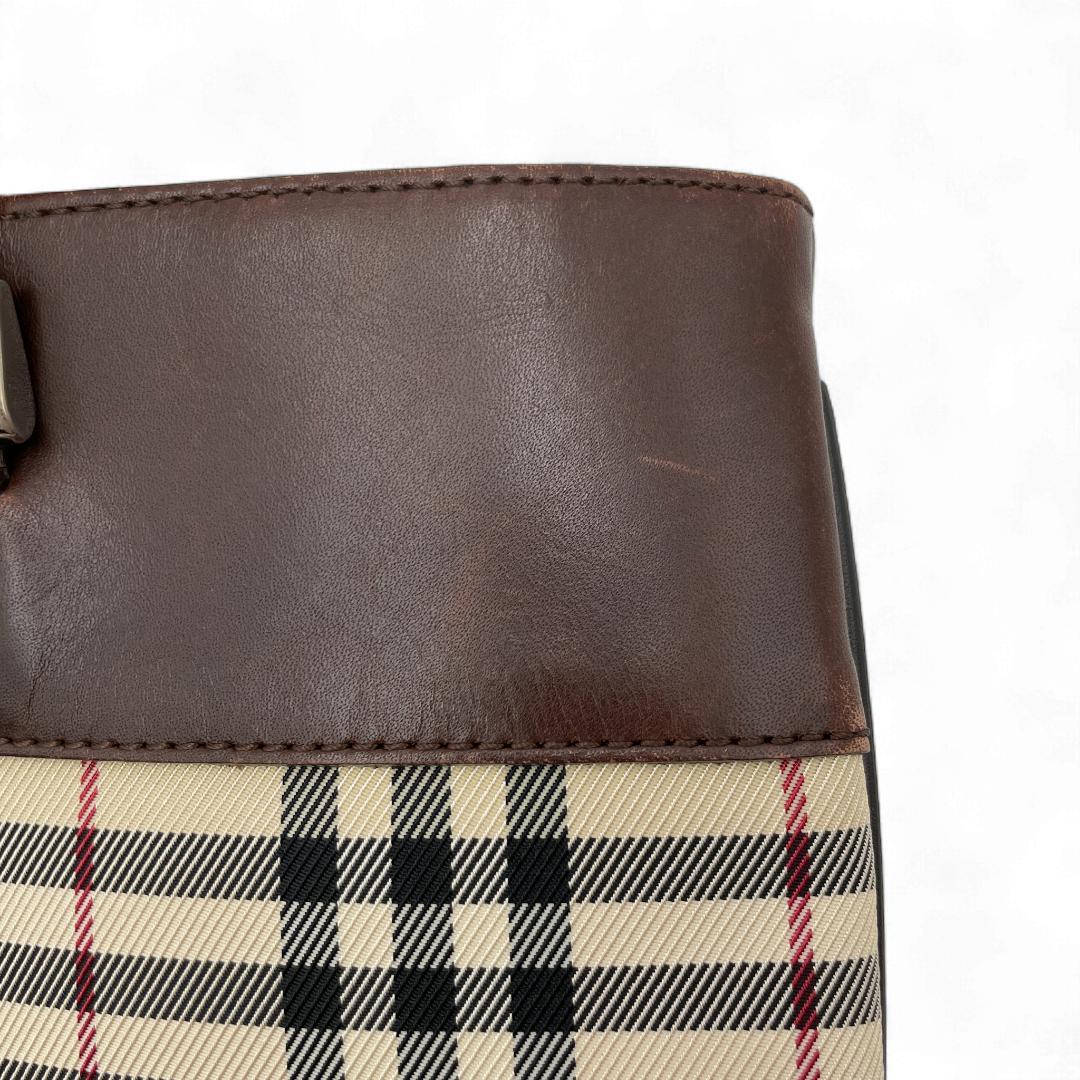 BURBERRY トートバッグ キャンバス レザー ノバチェック ロゴプレート
