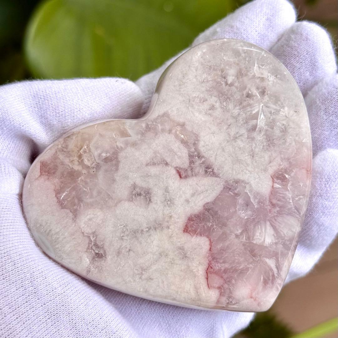 ピンクアメジストフラワーアゲート　ハート　専用スタンド付き　ブラジル産　天然石