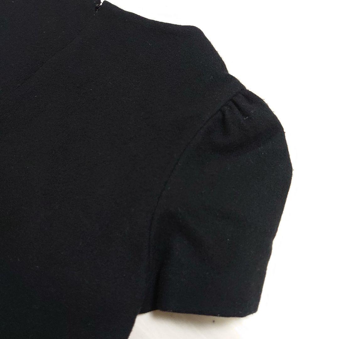 エムズグレイシー カメリアワンピース 花柄 黒 L ウール キュプラ