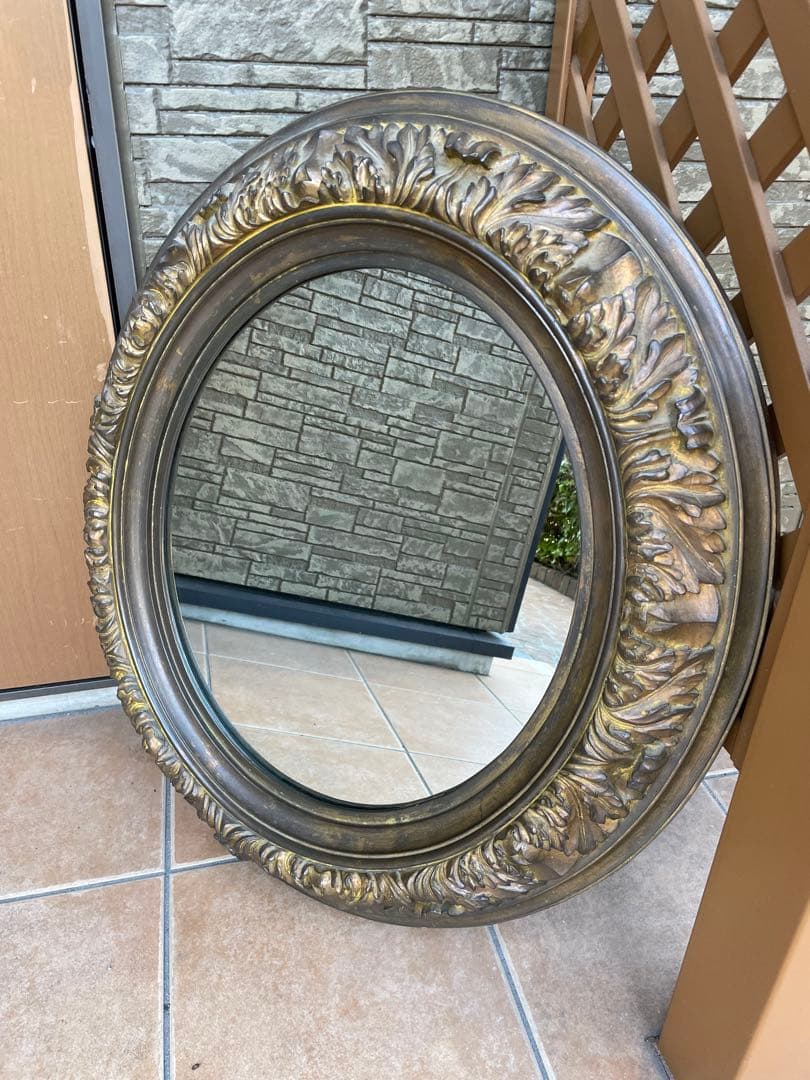 オランダ製　アンティーク　レア　ドームガラス　大きな　オーバル　フレーム　大型