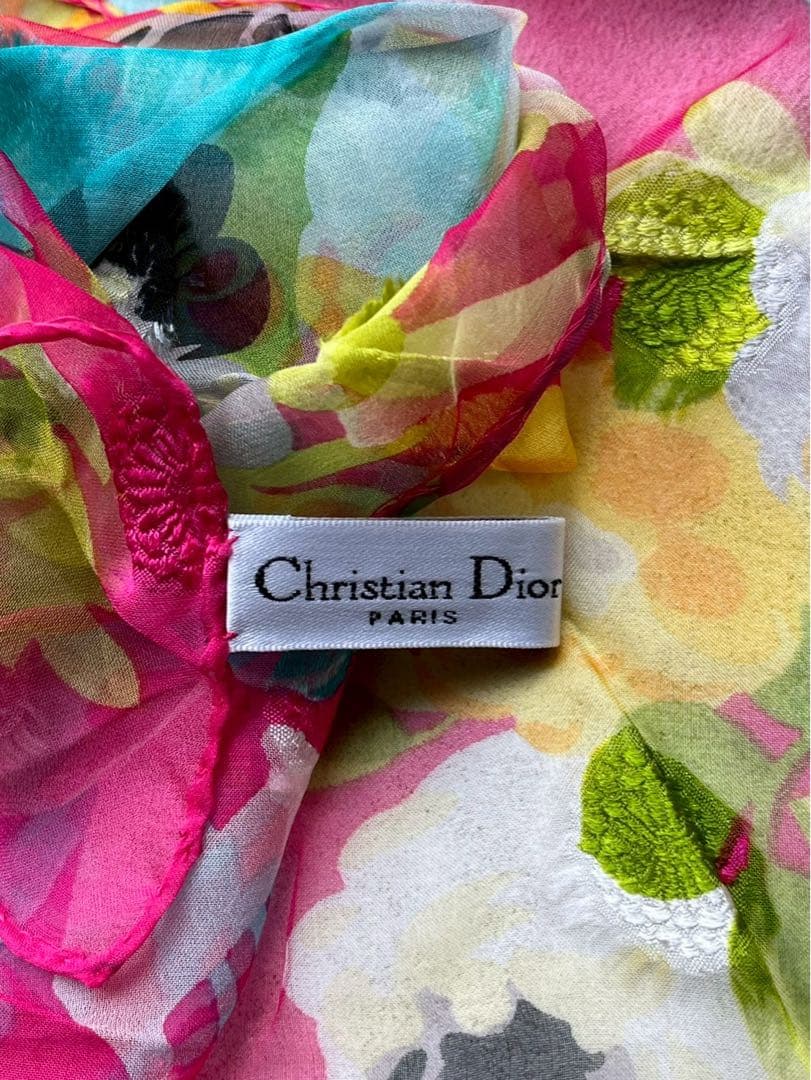 【新品未使用】ChristianDior 花柄シルク　ストール186✖️42センチ