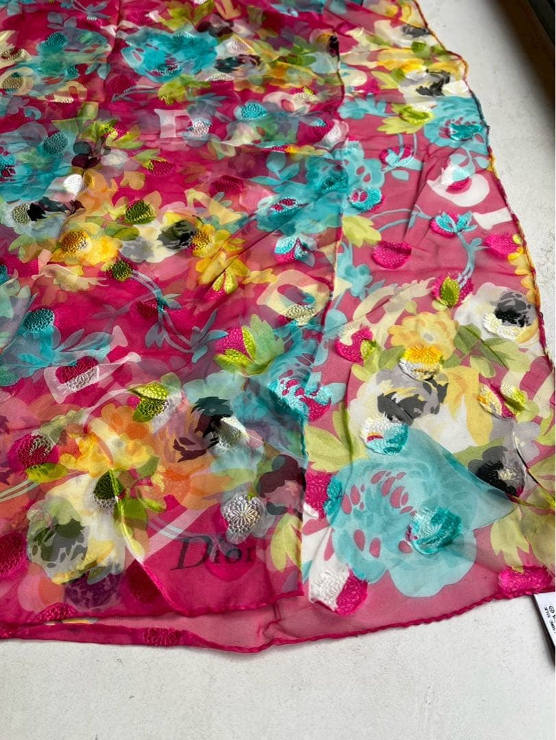 【新品未使用】ChristianDior 花柄シルク　ストール186✖️42センチ
