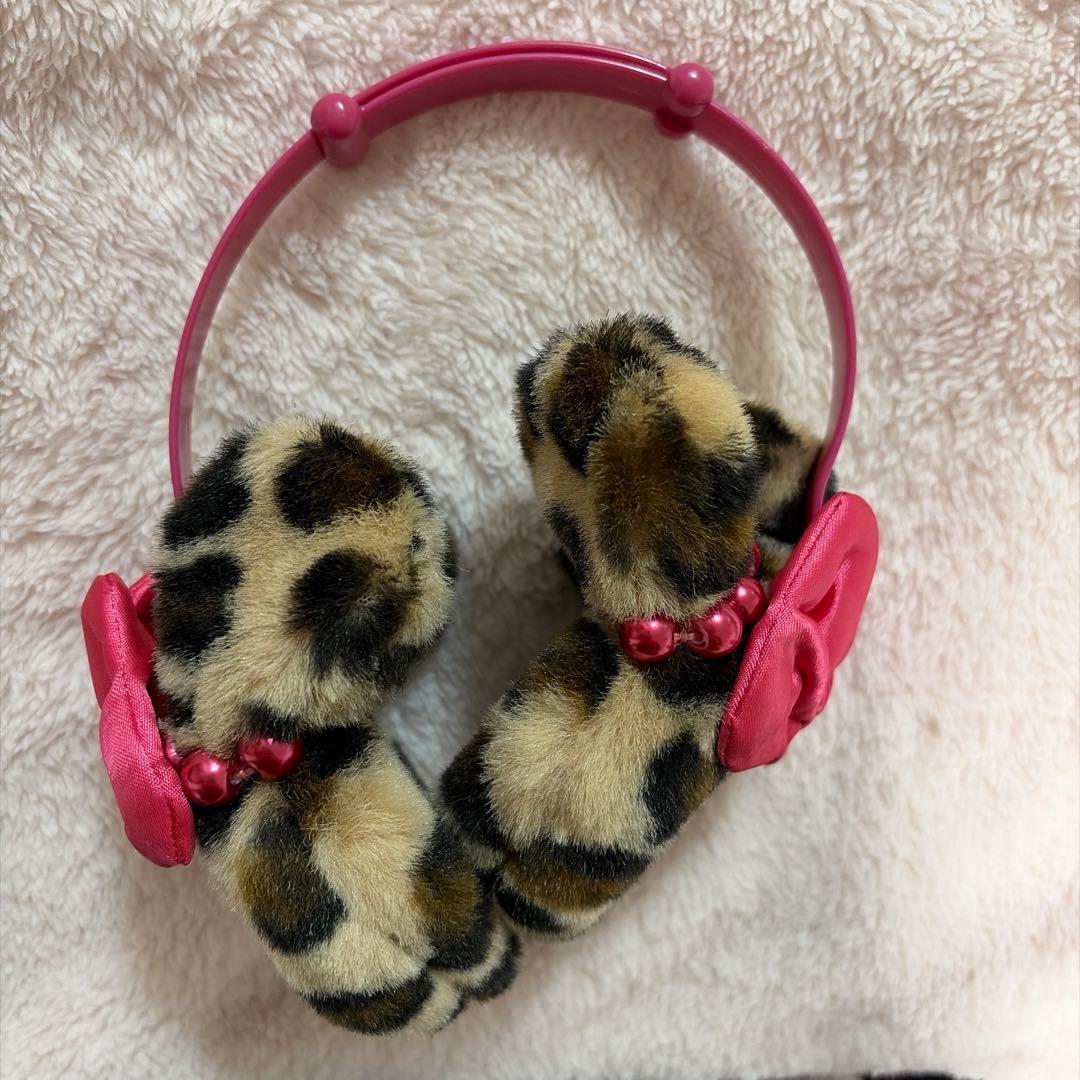 ミニー　イヤーマフ　ヒョウ柄