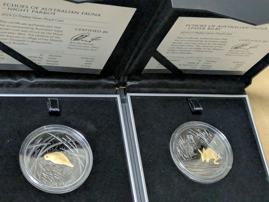 オーストラリア絶滅危惧動物純銀１オンス2セット