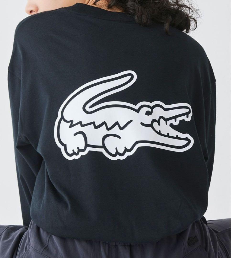 ラコステ オーバーサイズバックプリントロングスリーブTシャツ ブラック L 新品