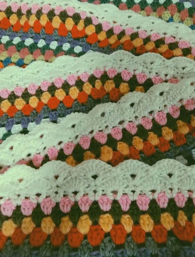 ハンドメイド☆かぎ針編み☆円形カバー☆グラニーステッチ☆