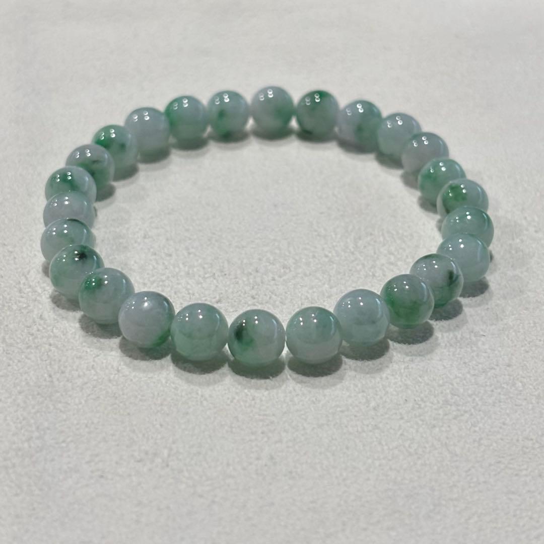 ミャンマー産天然本翡翠（A貨） 白氷 × 鮮やかな緑（飄花）ブレスレット