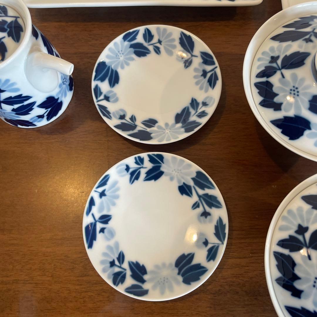 白山陶器　青い花柄の食器セット ２客×６点セット
