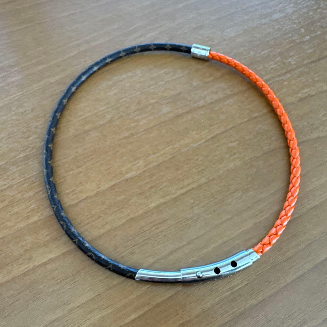 ルイヴィトン　2連ブレスレット　モノグラム×レザー　オレンジ