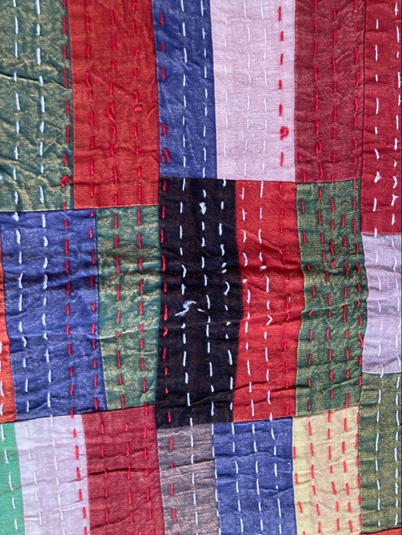 インド　パッチワーク　カンタ　ダブルサイズ　ベッドカバー　1