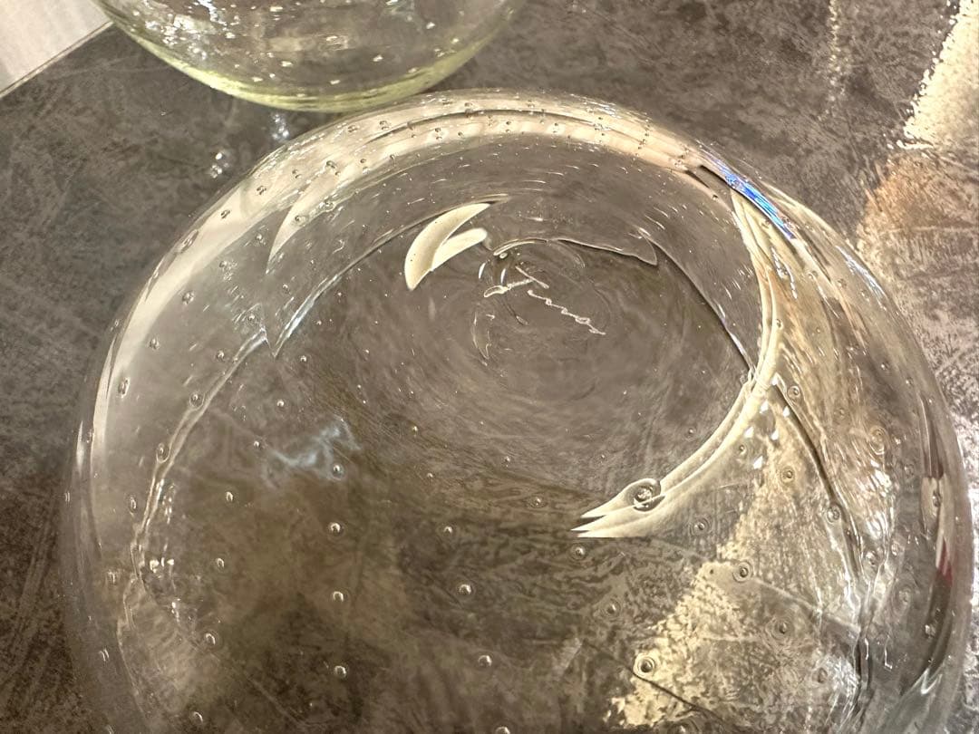 新同/ガラス工房 橙 津坂陽介 くるみサラダボウル 3個セット 泡ガラス器 素麺