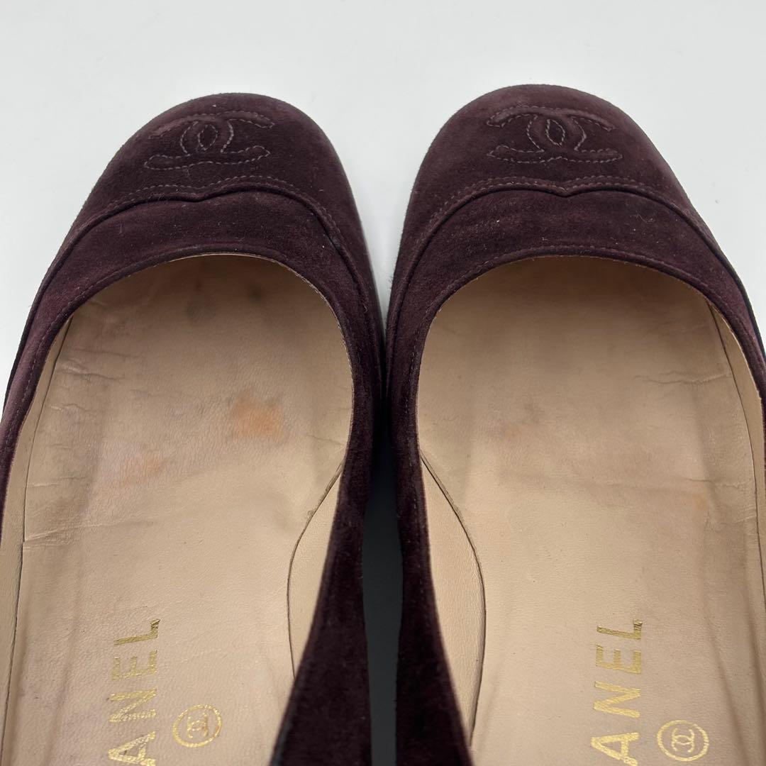 CHANEL シャネル ココマーク スエード パンプス　太ヒール 37 約24㎝