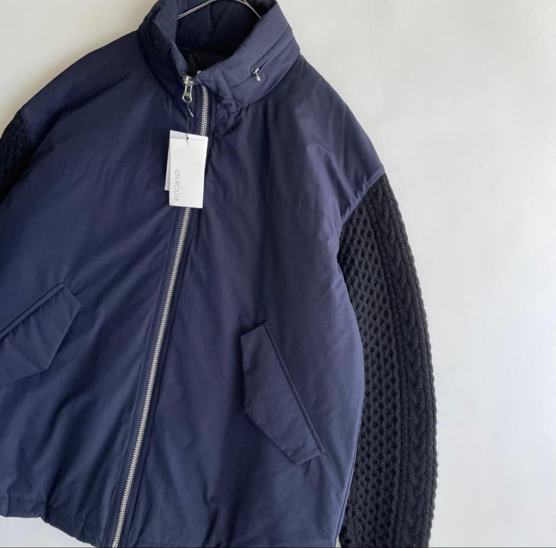 美品 EN ROUTE コットンナイロンタッサーニットスリーブ 中綿ジャケット