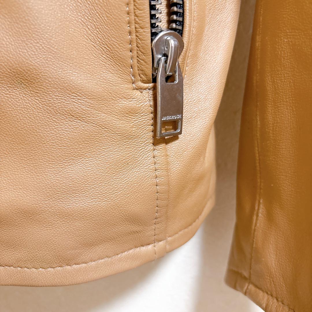 ジャックローズ シングル ライダースジャケット 羊革 ラムレザー 本革 キャメル