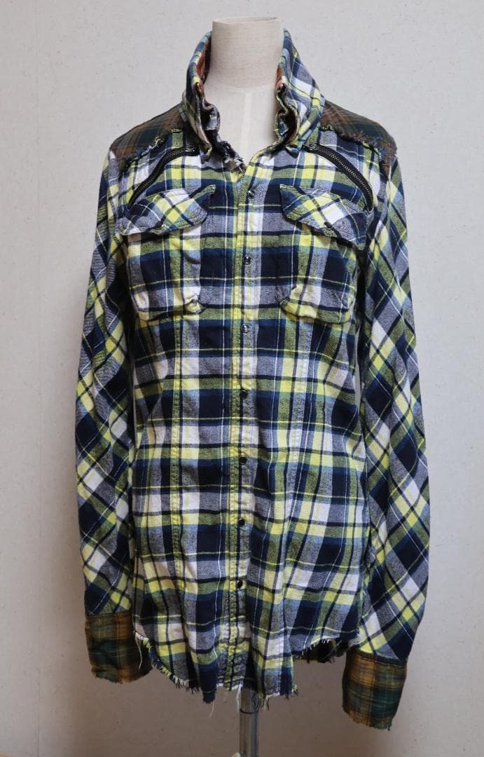 LGBルグランブルーチェック柄ネルシャツ イエロー/ネイビー