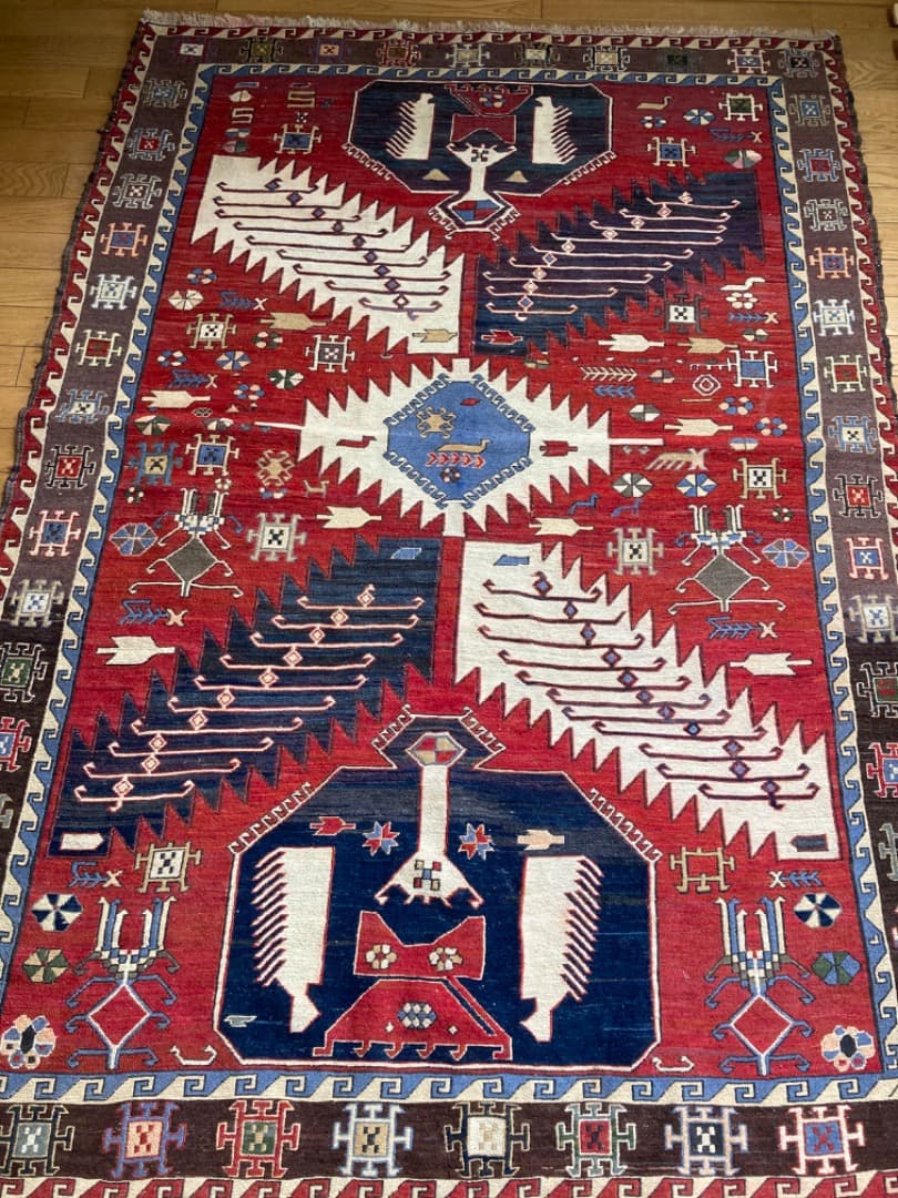 【在庫一掃セール】アゼルバジャン キリム ウール 189cm×137cm