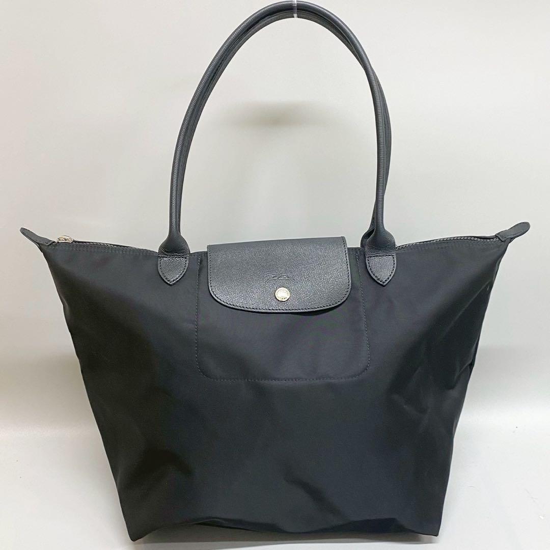 極 美品 Longchamp ロンシャン ブラック トートバッグ ナイロン