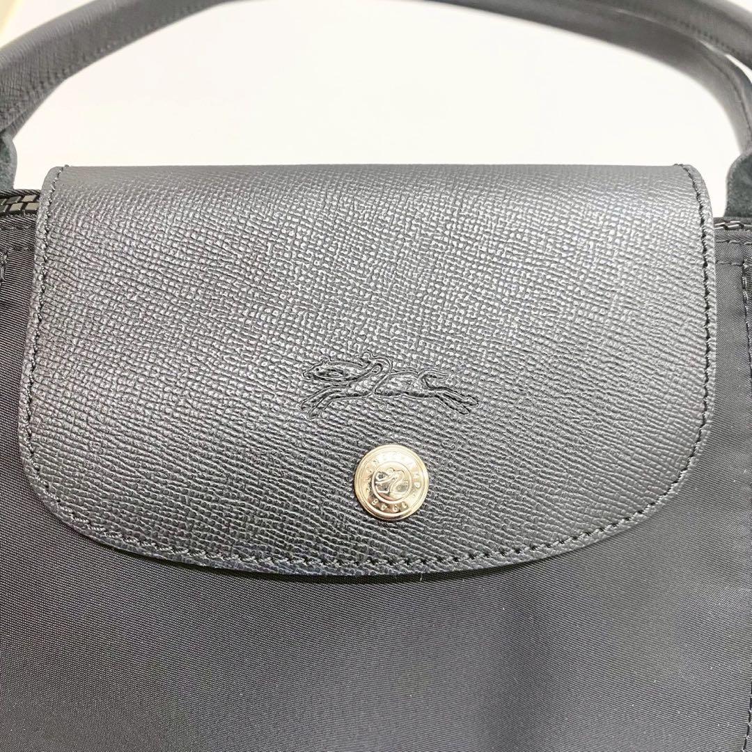 極 美品 Longchamp ロンシャン ブラック トートバッグ ナイロン