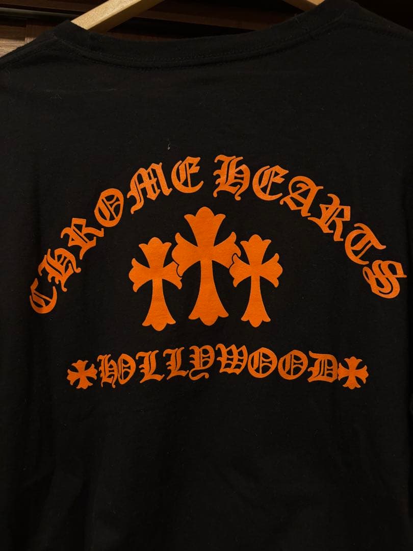 超美品 ハワイ購入 CHROME HEARTS ブラック オレンジ (L)ロンT