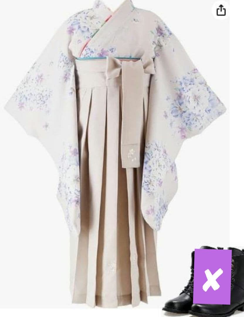 キャサリンコテージ　くすみカラー　白　袴セット　卒業式　140　オフホワイト