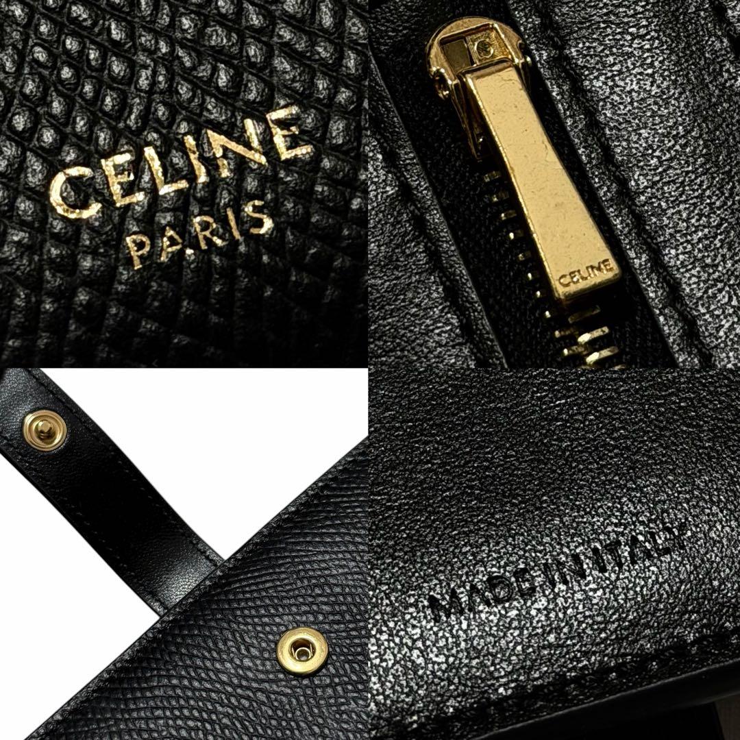 CELINE 現行 ミディアム ストラップ レザーウォレット 二つ折り財布 黒