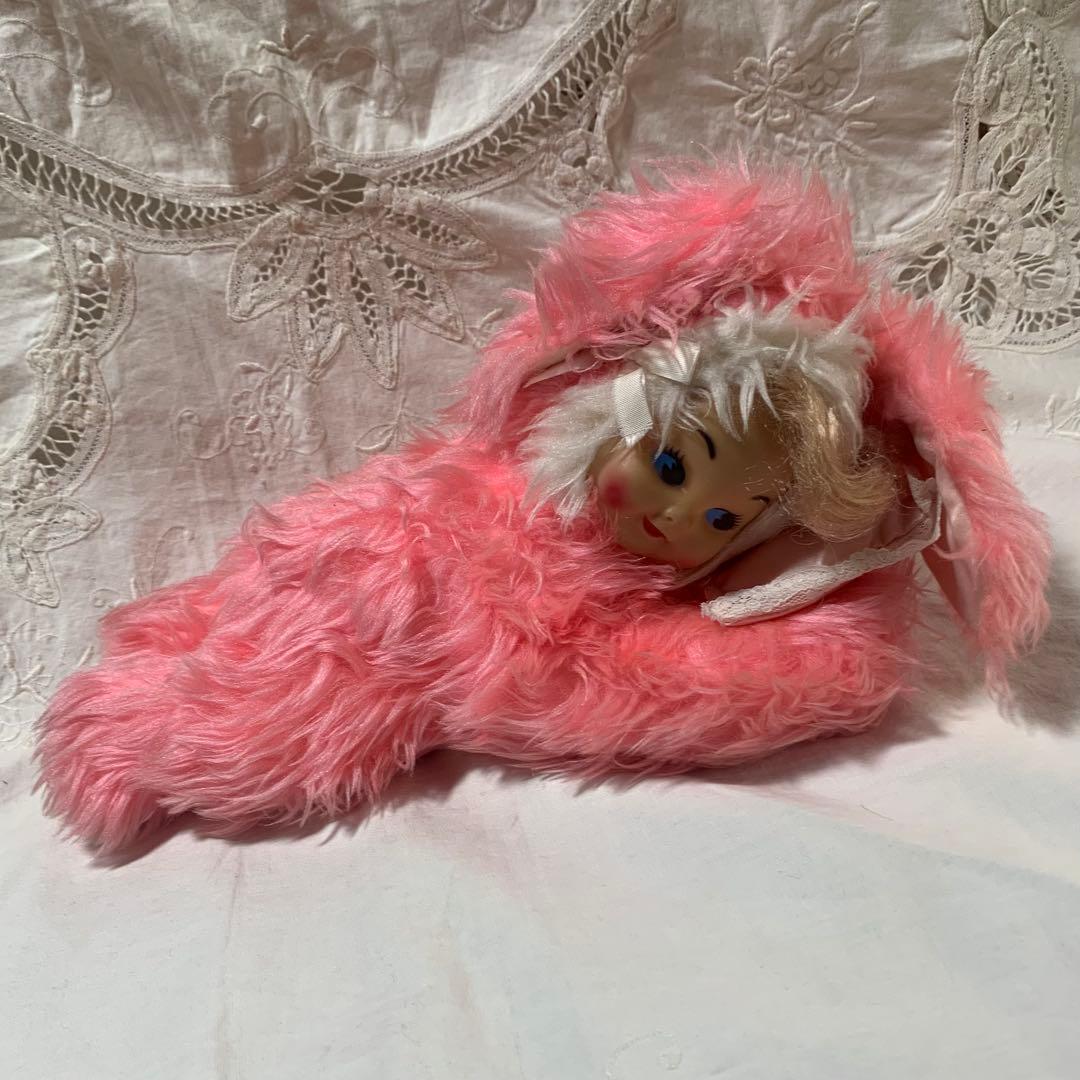 ヴィンテージ　ラバーフェイスドール　バニー　オルゴールつき