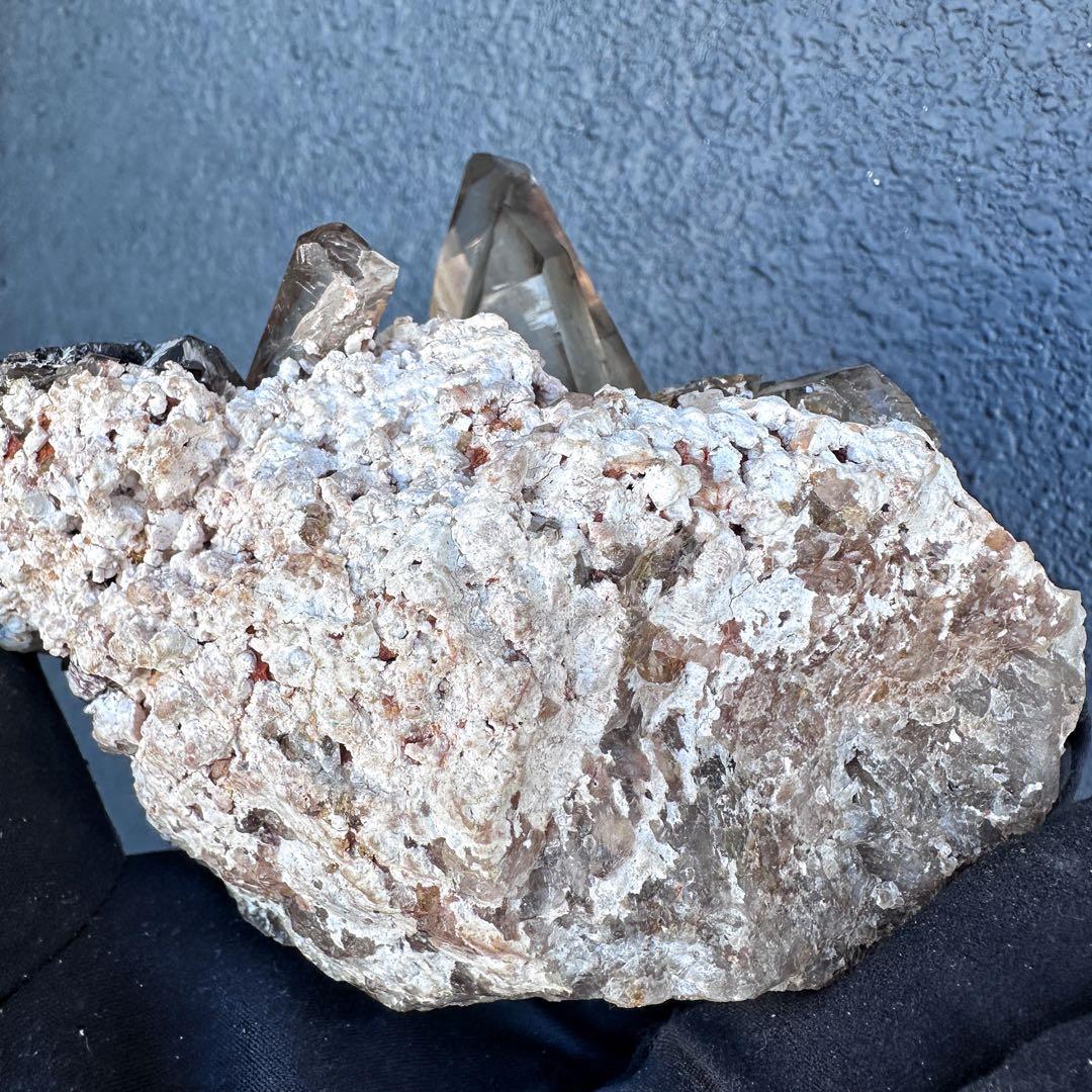 【金運☆魔除】高透明度☆高品質スモーキークォーツクラスター天然石 原石A1450