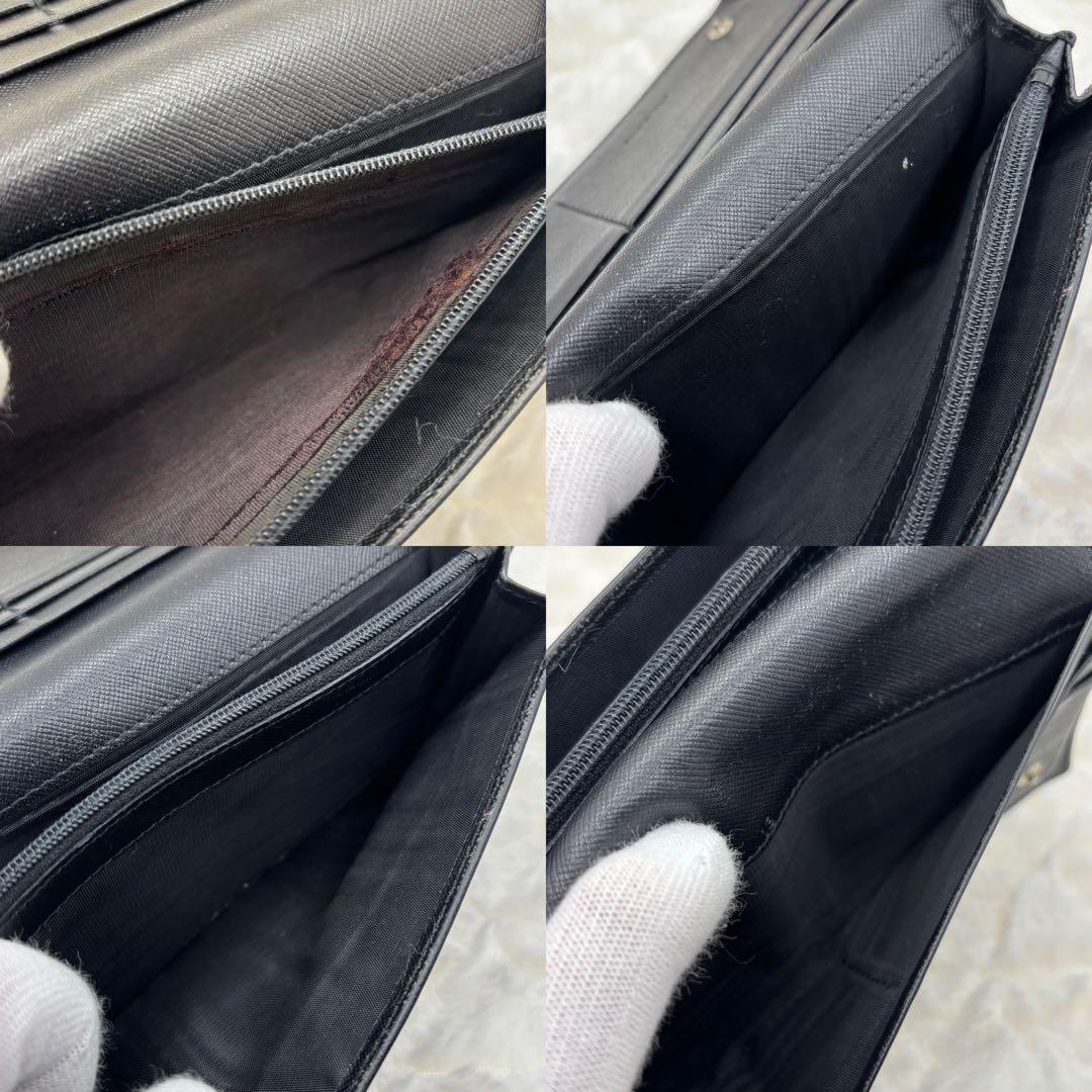 美品　プラダ✨ブラック 長財布　サフィアーノ 二つ折り　三角ロゴ