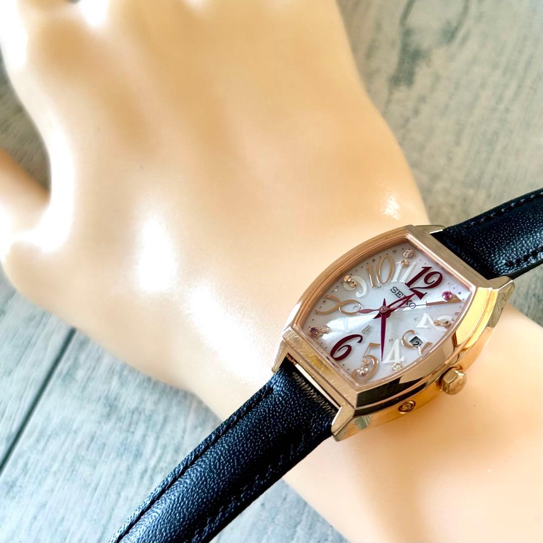 【限定】SEIKO ルキア 腕時計 1B22-0BB0 トノー 電波ソーラー 革