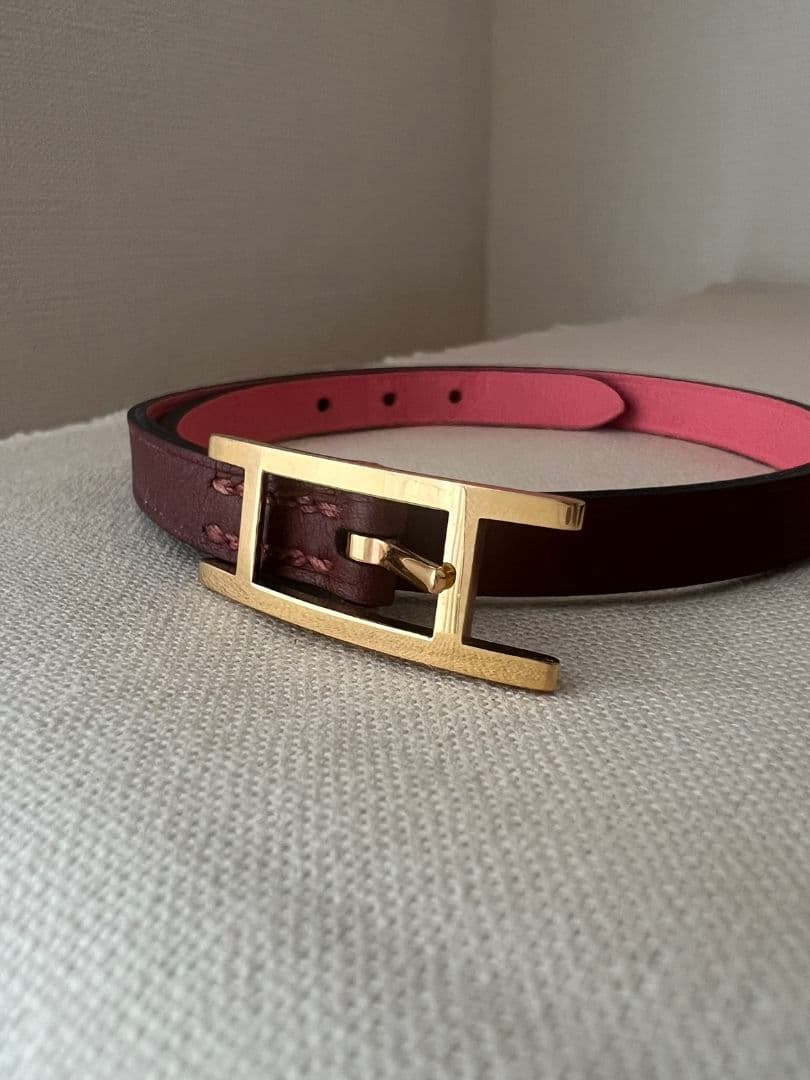 HERMES　エルメス　ビーアピ　ブレスレット　リバーシブル　ピンク　ボルドー