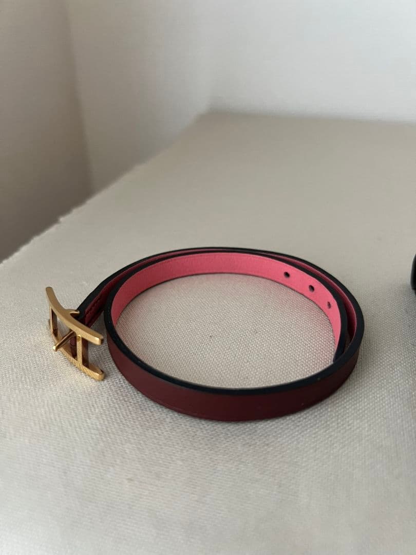 HERMES　エルメス　ビーアピ　ブレスレット　リバーシブル　ピンク　ボルドー
