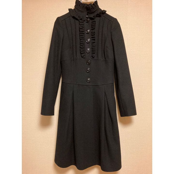 モスキーノ　スタンドカラー×フリル ヴィクトリアロングコート　ワンピース　38