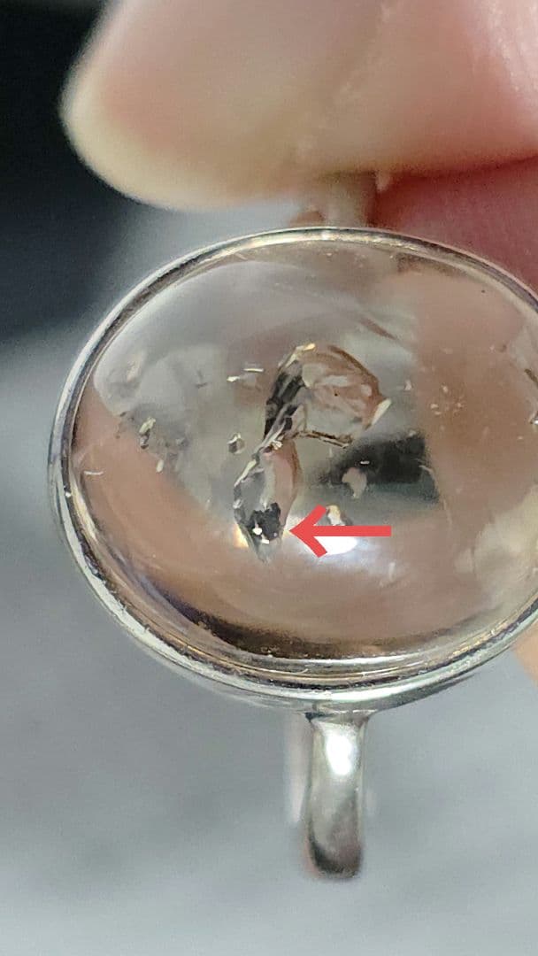 不老不死のお守り　水入り　スモーキークォーツ　　Silver925　リング