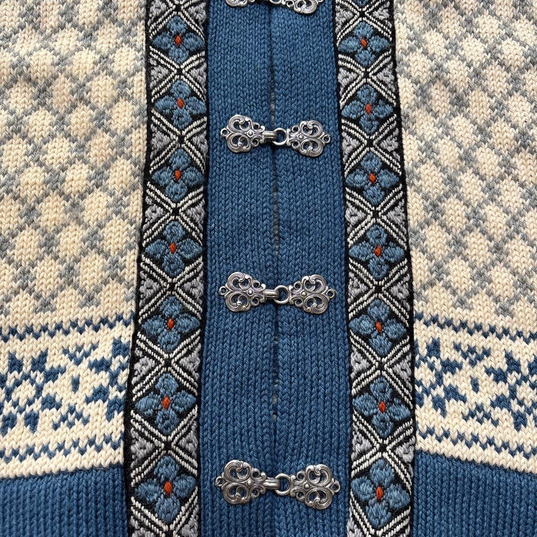 DALE of NORWAY カーディガン ブルー ノルディック柄セーター 46